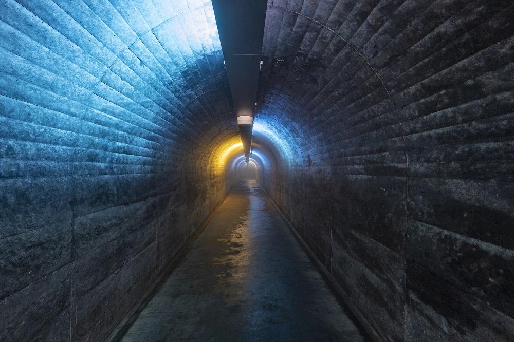 鍾乳洞に通じるトンネルはすでに涼しい。